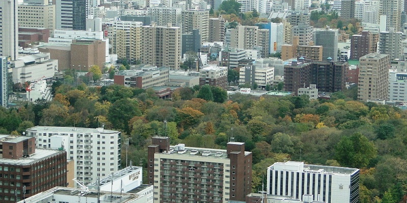 JRタワー38階の展望室から俯瞰した植物園